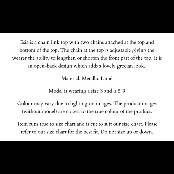 Uloani orange metallic open back top with adjustable chains . Chain link top. - Picture 5 of 5